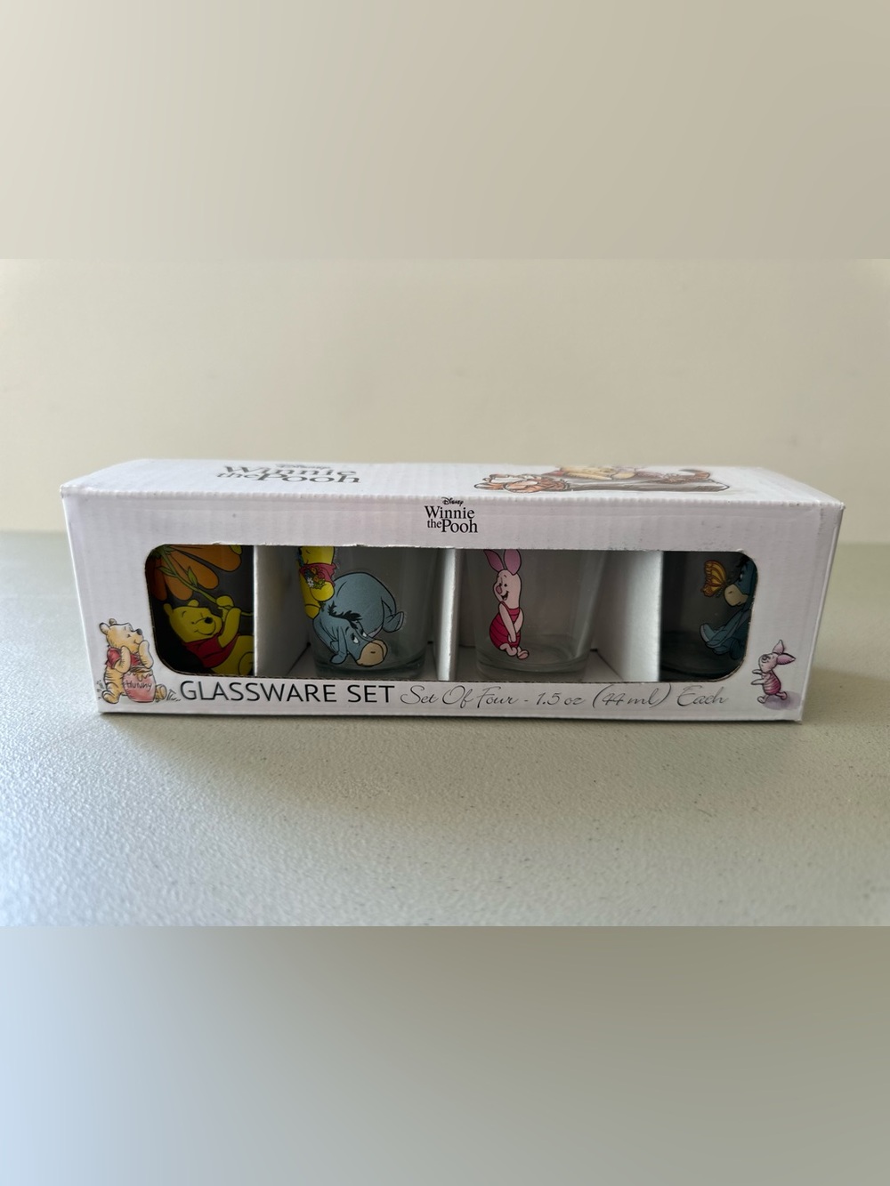 Disney Winnie the Pooh Shot Glasses Set of Four NIB Silver Buffalo